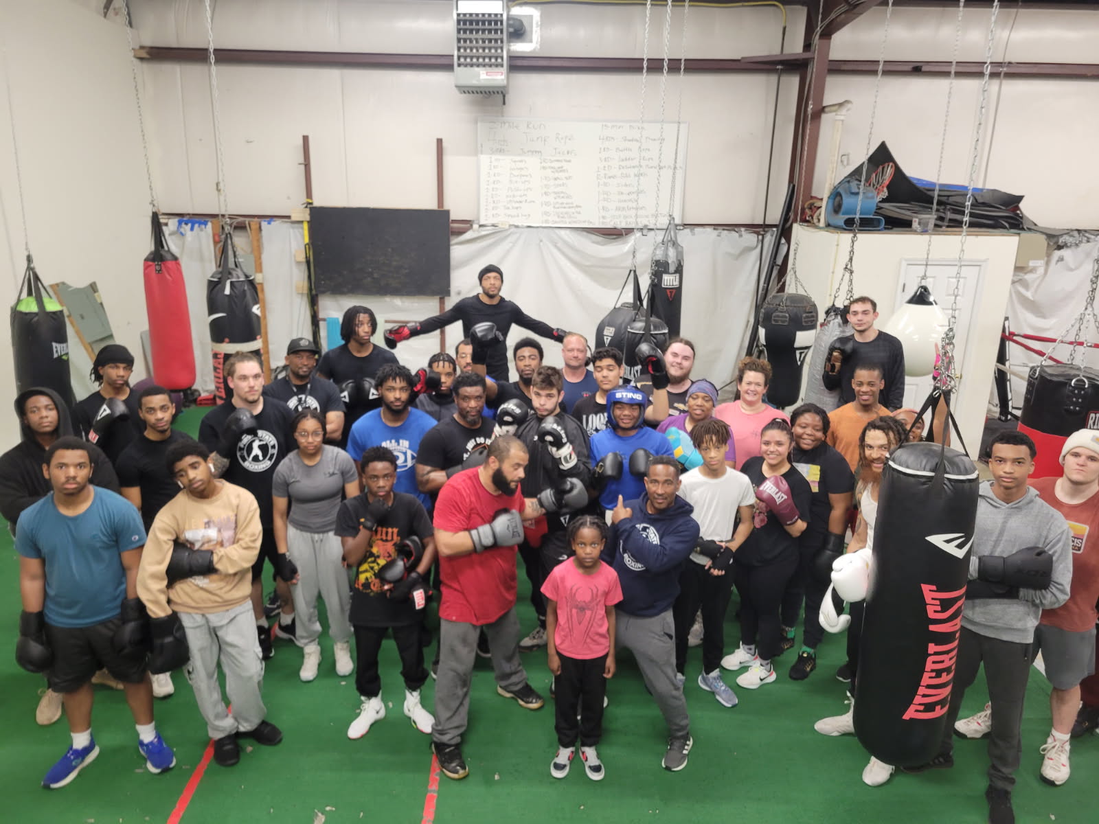 Adult boxing class group photo at First State Boxing — Camden, Dover, Delaware area